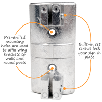 2 Wing Brackets for Projection Mounting of Sign