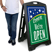 Come In We Are Open A-Frame Portable Sidewalk Sign