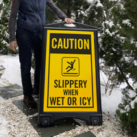 Slippery When Wet Or Icy Sidewalk Sign Kit
