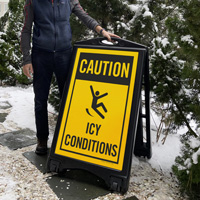 Caution Icy Conditions A-Frame Portable Sidewalk Sign Kit