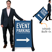 Event Parking With Directional Arrows Sidewalk Sign