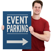 Event Parking With Directional Arrows Sidewalk Sign