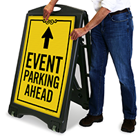 Event Parking Ahead With Arrow Sidewalk Sign