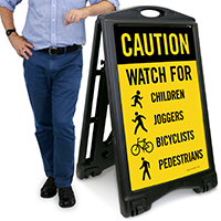 Watch For Children Bicyclists Pedestrians Sidewalk Sign
