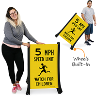 Watch For Children 5 Mph Sidewalk Sign
