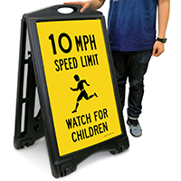 Watch For Children 10 Mph Sidewalk Sign