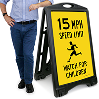 Watch For Children 15 Mph Sidewalk Sign