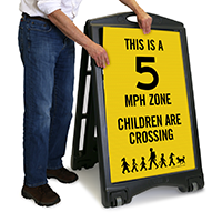 5 Mph Zone Children Crossing Sidewalk Sign