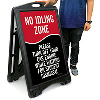 No Idling Zone Portable Sidewalk Sign