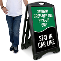 Student Drop-Off Pick-Up Only Portable Sidewalk Sign