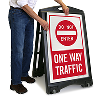 Dont Enter, One-Way Traffic Portable Sidewalk Sign