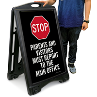 Visitors Report To Main Office Portable Sidewalk Sign