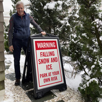 Warning Falling Snow And Ice Sidewalk Sign