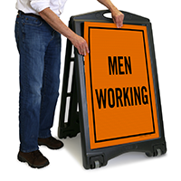 Men Working Portable Sidewalk Sign