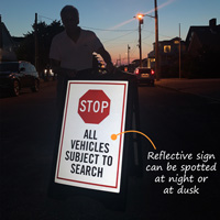 Stop All Vehicles Subject to Search BigBoss Sign