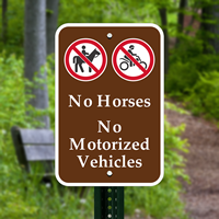 No Horses No Motorized Vehicles Sign