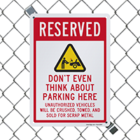 Reserved No Parking Here Sign