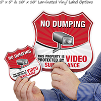 Video Surveillance No Dumping Shield Sign