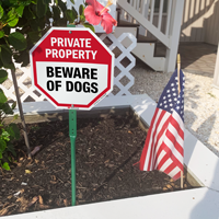 Private Property Beware Of Dogs LawnBoss Sign