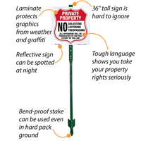 No Soliciting Loitering Trespassing LawnBoss Sign