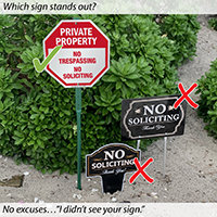 No Trespassing No Soliciting LawnBoss Sign
