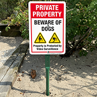 Beware Of Dogs Video Surveillance LawnBoss Sign