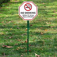 No Smoking Within 75 Feet LawnBoss Sign