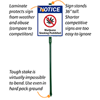 Notice Marijuana Smoking Prohibited LawnBoss Sign