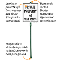 Private Property No Trail Access LawnBoss Sign