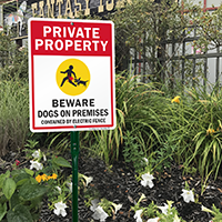 Private Property Beware Dogs On Premises LawnBoss Sign