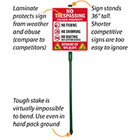 No Trespassing Beware Of Wildlife LawnBoss Sign