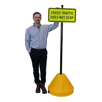 Yellow Roll 'n' Pole Sign Holder with 66in. Pole