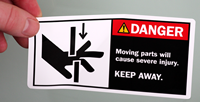 Danger Moving Parts Severe Injury Label