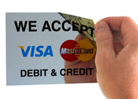 We Accept Debit And Credit Label