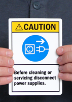 Caution Before Cleaning, Servicing Disconnect Power Label