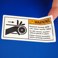 Exposed Moving Parts Cause Severe Injury Label