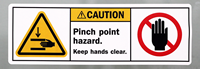 Pinch Point Hazard Keep Hands Clear Caution Label