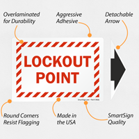 Lockout Point red stripes Vinyl Label (with arrow)