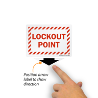 Lockout Point red stripes Vinyl Label (with arrow)