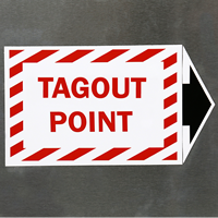 Tagout Point Vinyl Label (with arrow)