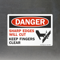 Danger Sharp Edges Cut Fingers Label