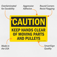 Caution Keep Hands Clear Moving Parts Label