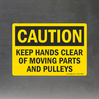 Caution Keep Hands Clear Moving Parts Label