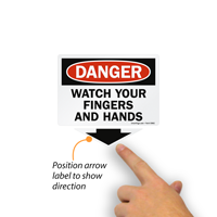Danger Watch Fingers Hands Label