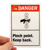 Danger Pinch Point Keep Back Label