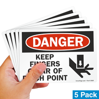 Danger Keep Fingers Clear Pinch Point Label
