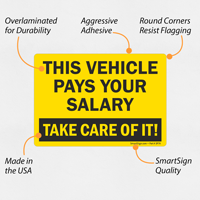 Vehicle Pays Salary Take Care Label