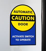 2-Sided Caution Automatic Door Die Cut Label