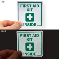 First Aid Kit Inside with Symbol Label