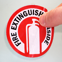 Fire Extinguisher Inside (with Graphic) Label